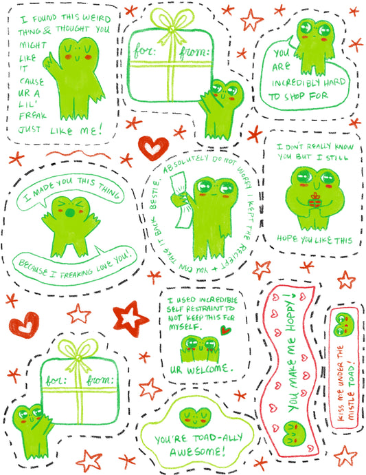 Christmas Holiday Silly Frog Gift Tag Set FREE DIGITAL DOWNLOAD