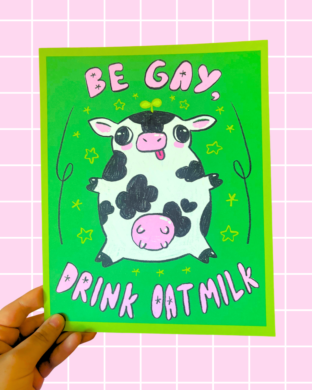 "Be Gay, Drink Oatmilk" Silly Cow 8x10" Art Print