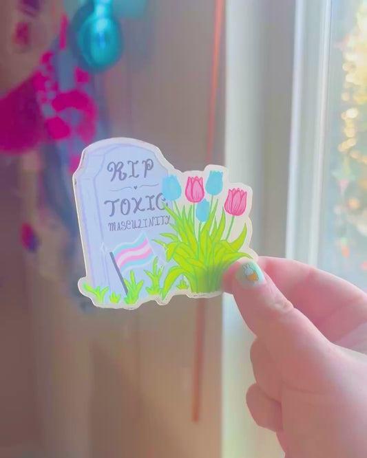 "R.I.P. Toxic Masculinity" Graveyard Clear Border 3" Waterproof Sticker