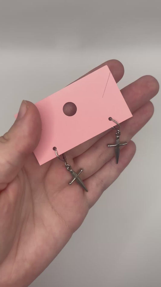 Stainless Steel Tiny Sword Earrings