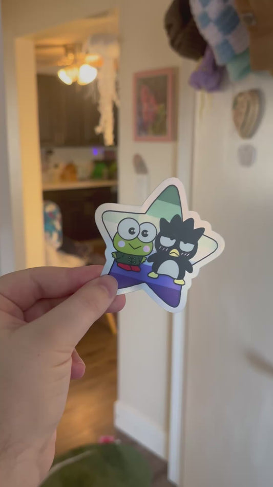 Keroppi & Badtz-Maru Sanrio MLM Gay Flag Reflective Star Sticker