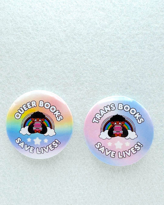 Queer/Trans Books Save Lives Pin