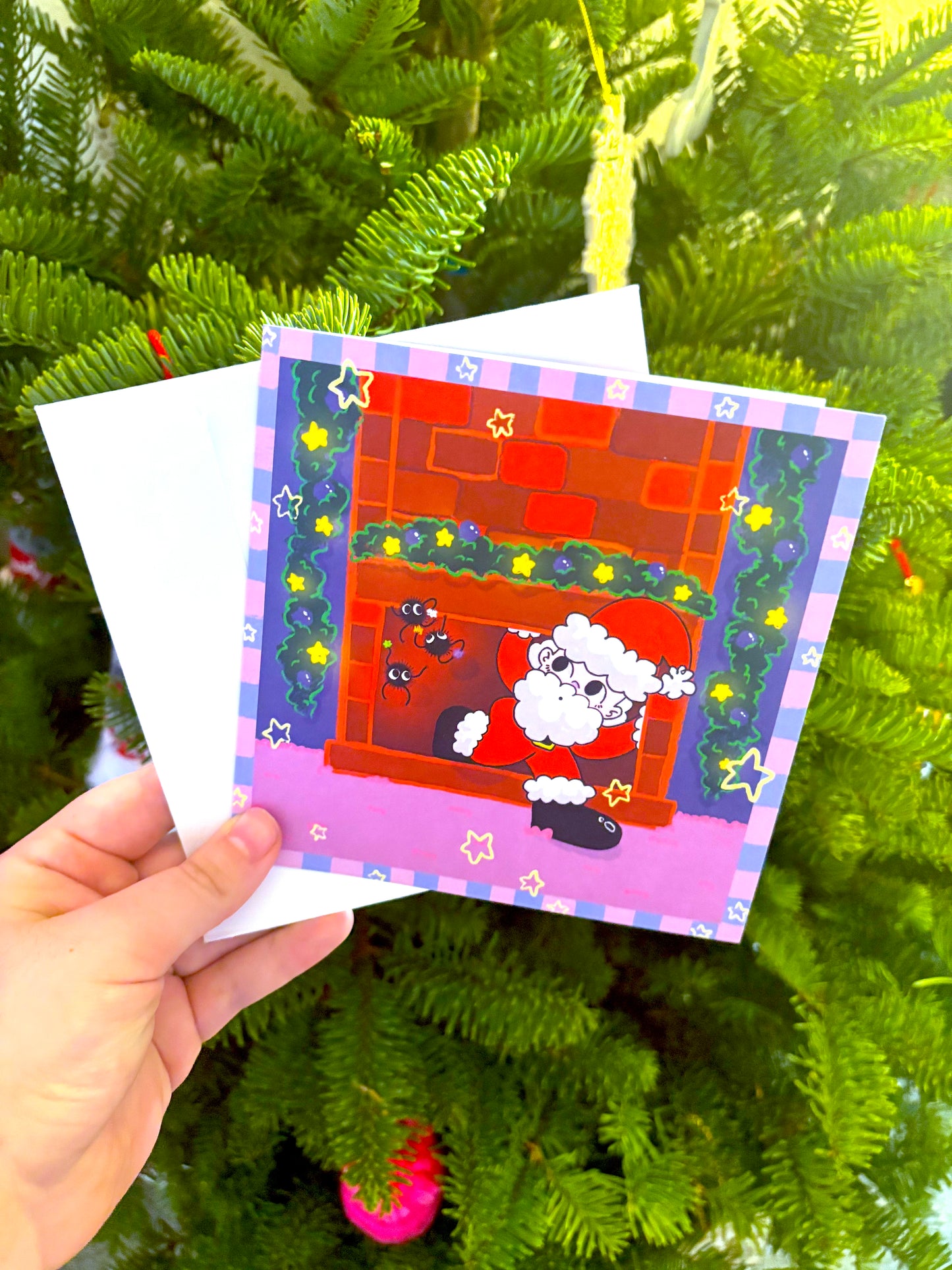 Santa & Soot Spirits Square Christmas Greeting Card